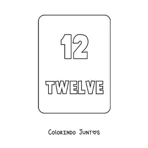 Desenho para colorir do numero 12 em ingles