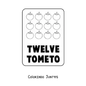 Desenho para colorir do numero 12 em ingles com frutas