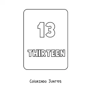 Desenho para colorir do numero 13 em ingles