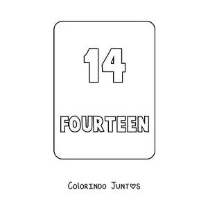 Desenho para colorir do numero 14 em ingles
