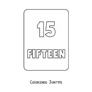 Desenho para colorir do numero 15 em ingles