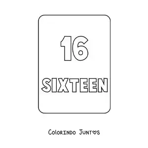 Desenho para colorir do numero 16 em ingles