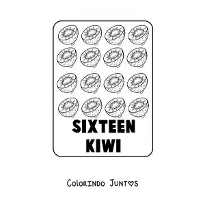 Desenho para colorir do numero 16 em ingles com frutas
