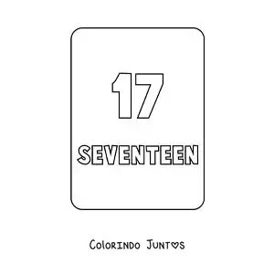 Desenho para colorir do numero 17 em ingles