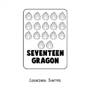 Desenho para colorir do numero 17 em ingles com frutas