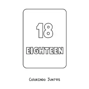 Desenho para colorir do numero 18 em ingles