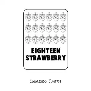 Desenho para colorir do numero 18 em ingles com frutas