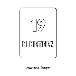 Desenho para colorir do numero 19 em ingles