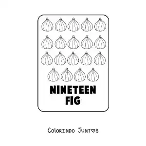 Desenho para colorir do numero 19 em ingles com frutas