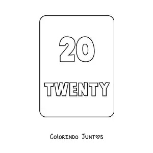 Desenho para colorir do numero 20 em ingles