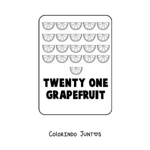 Desenho para colorir do numero 21 em ingles com frutas