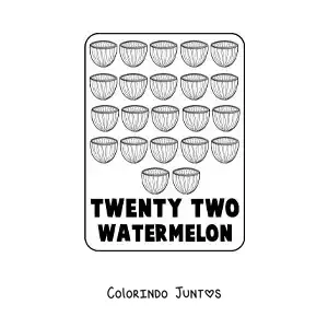Desenho para colorir do numero 22 em ingles com frutas