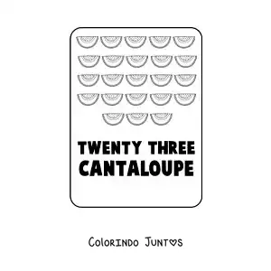 Desenho para colorir do numero 23 em ingles com frutas