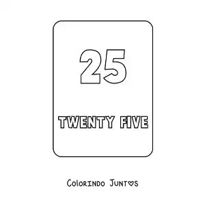 Desenho para colorir do numero 25 em ingles