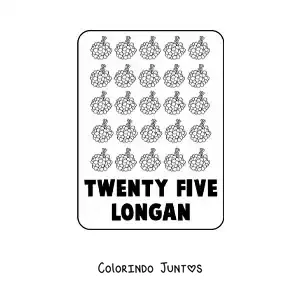 Desenho para colorir do numero 25 em ingles com frutas