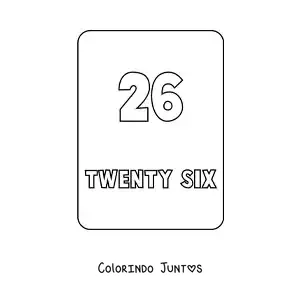 Desenho para colorir do numero 26 em ingles
