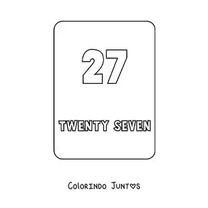 Desenho para colorir do numero 27 em ingles