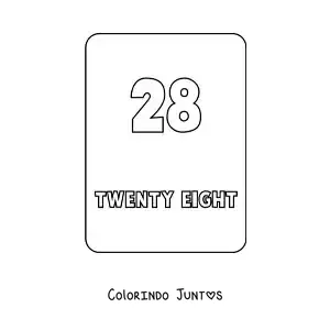 Desenho para colorir do numero 28 em ingles