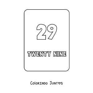 Desenho para colorir do numero 29 em ingles
