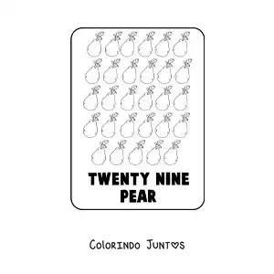 Desenho para colorir do numero 29 em ingles com frutas