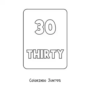 Desenho para colorir do numero 30 em ingles