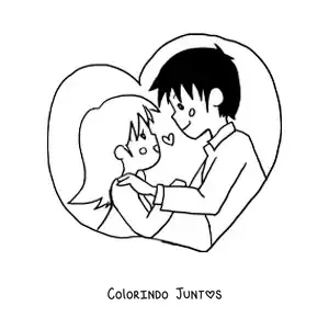 Desenho para colorir de casal apaixonado em estilo anime