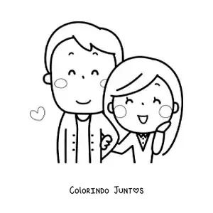 Desenho para colorir de casal com namorado alto e namorada baixinha