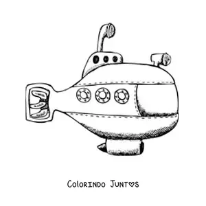 Desenho para colorir de um submarino espiao com periscopio