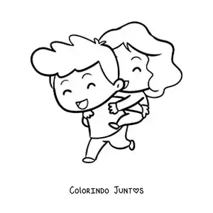 Desenho para colorir de menino carregando a namorada no colo