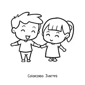 Desenho para colorir de casal apaixonado de maos dadas