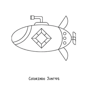 Desenho para colorir de um submarino espiao com periscopio e uma janela