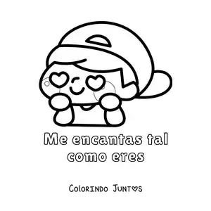 Desenho para colorir de menino apaixonado e a frase eu te amo exatamente como você é