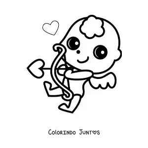 Desenho para colorir de cupido bebê atirando uma flecha