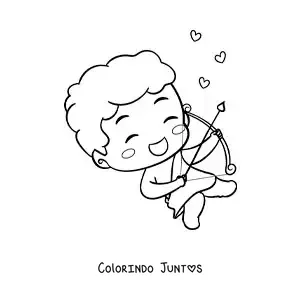Desenho para colorir de lindo cupido bebê engraçado com arco e flecha