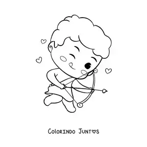 Desenho para colorir de lindo cupido bebê engraçado atirando uma flecha