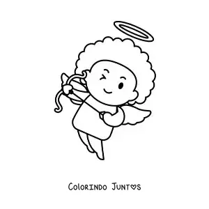 Desenho para colorir de cupido atirando uma flecha