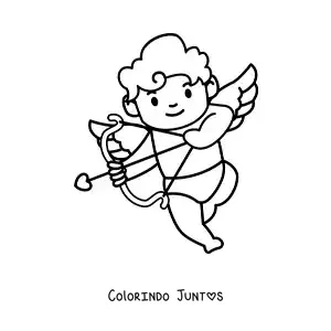 Desenho para colorir de cupido bebê flechando