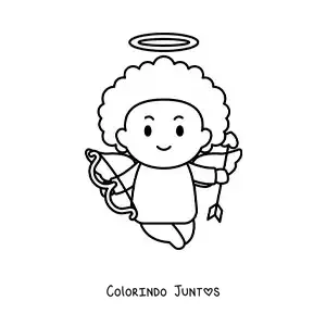 Desenho para colorir de cupido com arco e flecha