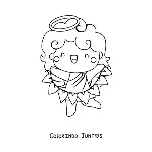 Desenho para colorir de anjo cupido com corações de dia dos namorados