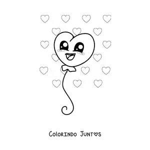 Desenho para colorir de lindo balão de coração animado