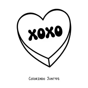 Desenho para colorir de bala de coração xoxo