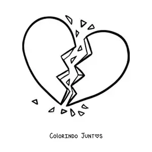 Desenho para colorir de coração partido despedaçado
