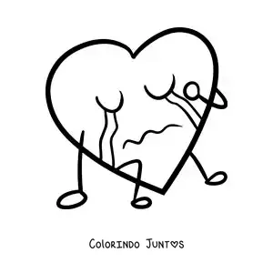 Desenho para colorir de coração triste chorando