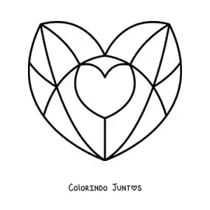 Desenho para colorir de coração de vitral grande