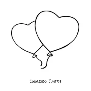 Desenho para colorir de 2 balões de corações juntos