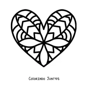 Desenho para colorir de mandala de coração