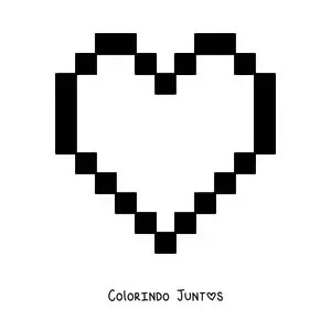Desenho para colorir de coração pixelado
