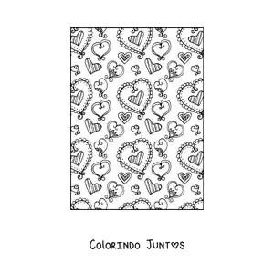 Desenho para colorir de corações bonitos