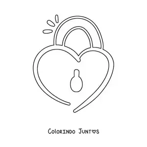 Desenho para colorir de cadeado simples em forma de coração