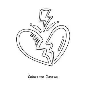 Desenho para colorir de coração partido simples